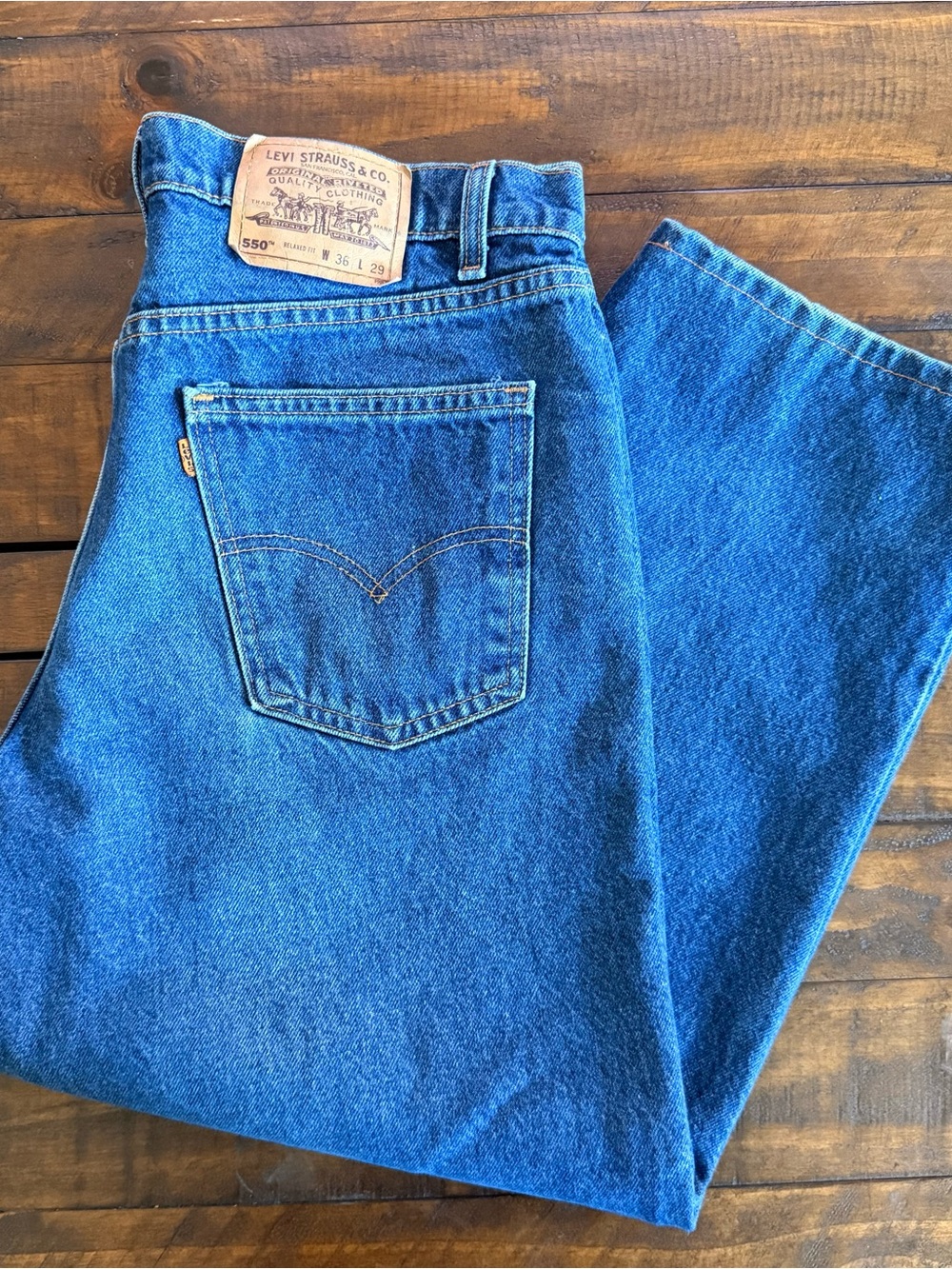 Vintage 90s Levi’s 550 Relaxed Fit USA Orange Tab Jeans, Men’s 36x29 (36x26)